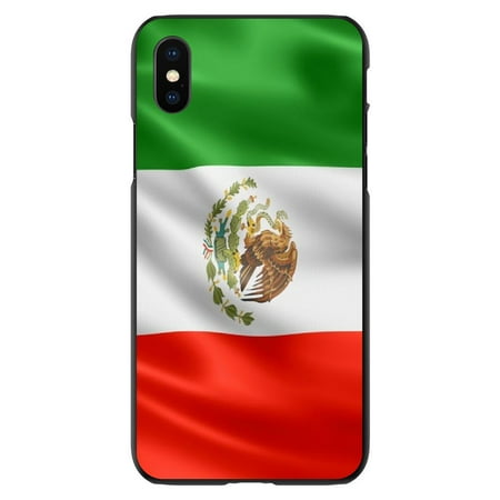 DistinctInk Case for iPhone X / XS (5.8" Screen) - Custom Ultra Slim Thin Hard Black Plastic Cover - Red White Green Mexican Flag Mexico