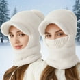 thumbnail image 2 of GPOECD Women's Winter Scarf Hat Combo Thermal Lined Winter Hats for Women Windproof for Outdoor Activities in Cold Weather Z11a-White,One Size, 2 of 3