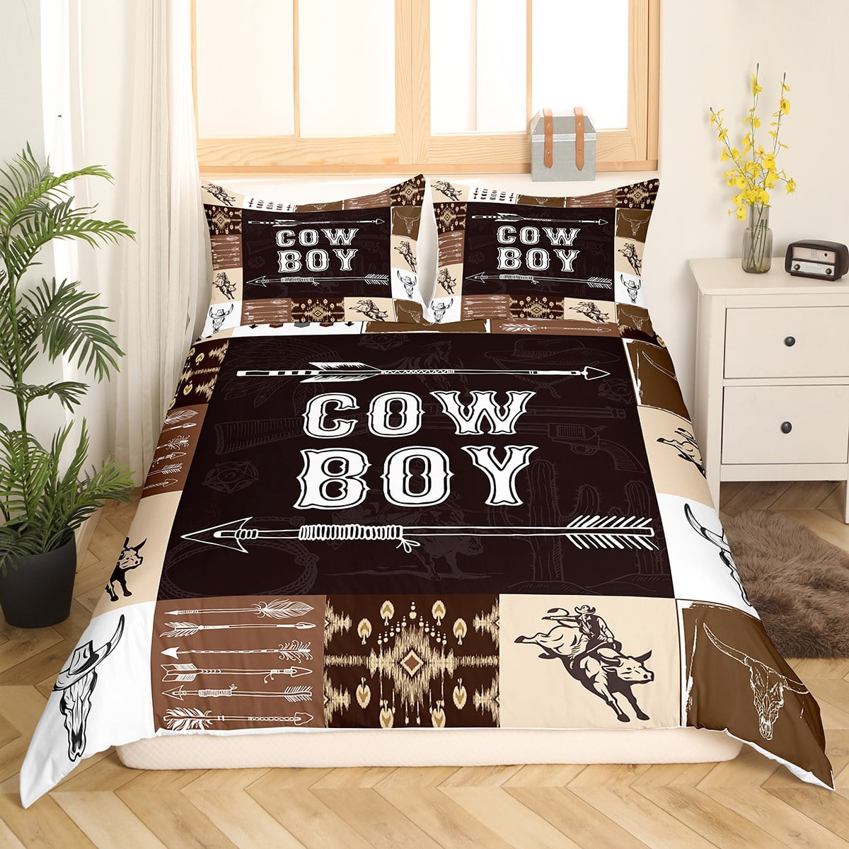 Western Cowboy Comforter Cover Riding Horse Queen Bedding