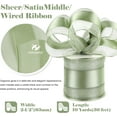 thumbnail image 2 of Sage Green Wired Ribbon 2.5 inch with Satin Stripe Sheer Wired Ribbon for Christmas Tree, Bows Making, Wreaths, Gift Wrapping, Wedding Bridal Shower Decorations-Continous 10 Yards, 2 of 14