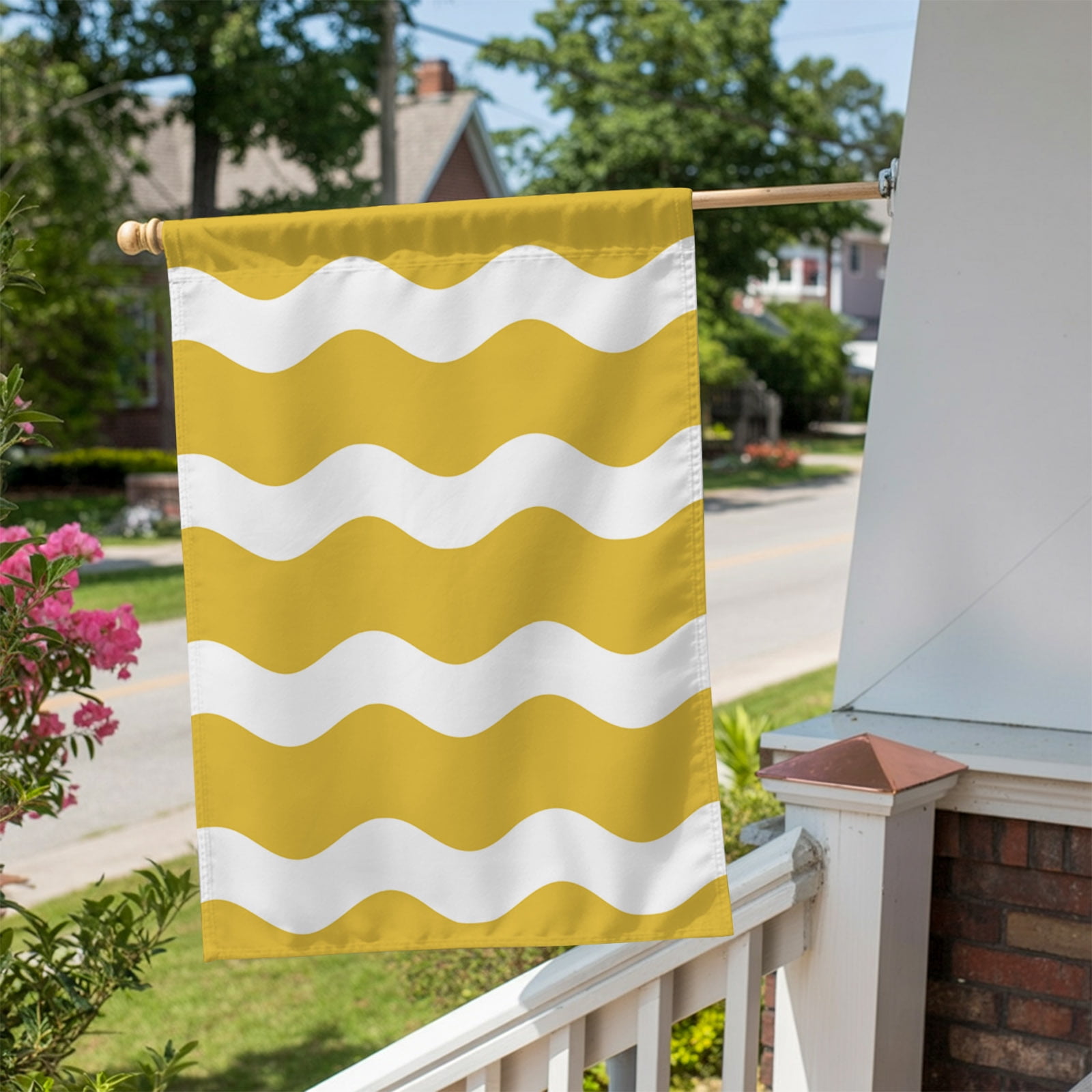 Yellow Wavy House Flag 28 x 40 Inches, Stripes Weather Proof Outdoor Patio Flags Double Sided Small House Decoration for Yard Lawn Outside Home
