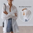 thumbnail image 2 of Blusa holgada de manga larga con protección solar para verano, camisa Sexy transparente con vendaje en la espalda, moda coreana, 2023, 2 of 4