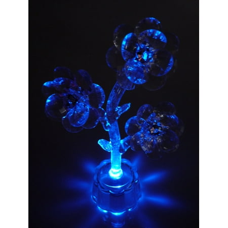 Multi 3 Light - LED Glass Base Light Lamp, 5-inch, Multi Color, Three Flower