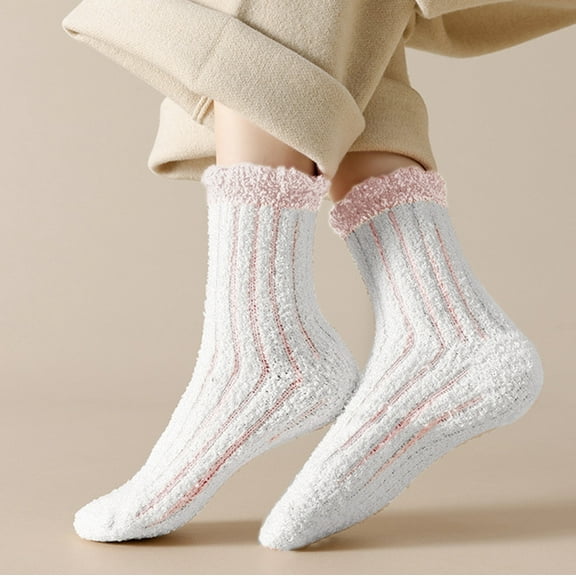 Tittly Crew Socks for Women Crew Socks Warm Christmas Fashion Windproof Printing Mid Tube Socks Long Tube Cotton Socks for Women Slouch Socks Beige One Size