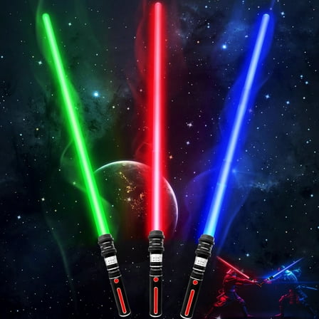 Allhall 3 Pcs Light Saber for Kids, Retractable Light up Saber, 12 Color Changing Operated Light Saber, Light Sword Set with for Children Day Gifts