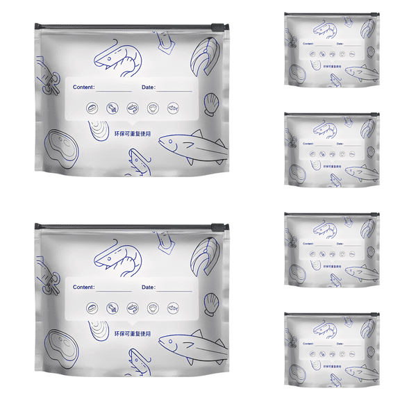 6 Pcs Reusable Food Storage Bags, Freezer Organization, with Preservation Slider, Stand-Up Bottom Bags, Resealable, 11 x 11 x 0.8 in for Kitchen & Travel