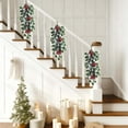 thumbnail image 5 of 20 Inch Artificial Christmas Teardrop Door Swag, Hanging Greenery Decor With Holly Leaves, Red Berries, Pinecones, Winter Wall Ornament For Front Door Porch Entryway, 5 of 6