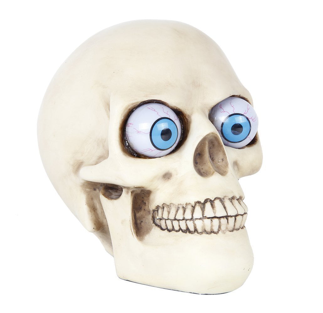 Novelty Skull with Rolling Movable Eye Ball Gothic Collectible Halloween Decor 