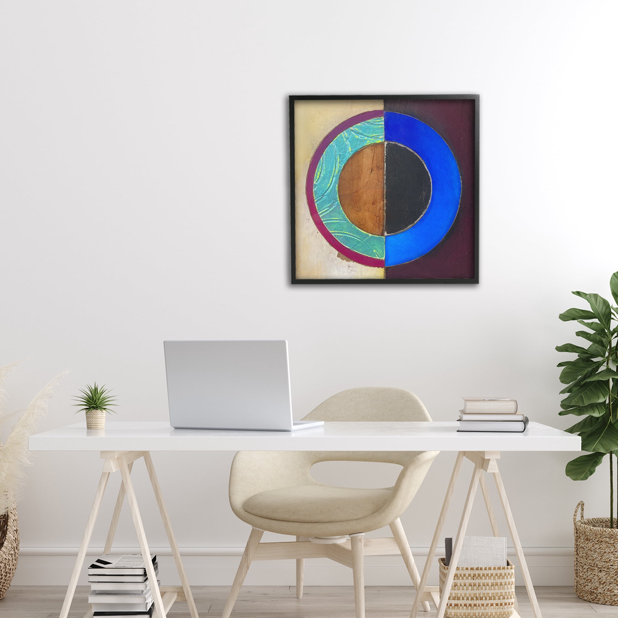 Stupell Industries Nautical Split Circle Black Framed Giclee Art, design by Matthew Finger
