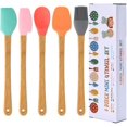 thumbnail image 1 of Set de 5 Espátulas de Silicona, Raspadores con Mango de Bambú, Cepillo de Silicona Antiadherente Resistente al Agua Calor, utensilios de cocina de calidad Alimentos para cocinar y mezclar JFHHH pequeña, 1 of 5