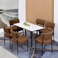 thumbnail image 4 of Lontai Modern Accent Chair, Upholstered Dining Chairs Side Chair, Armless Dining Chair , Set of 2, Brown, 4 of 7