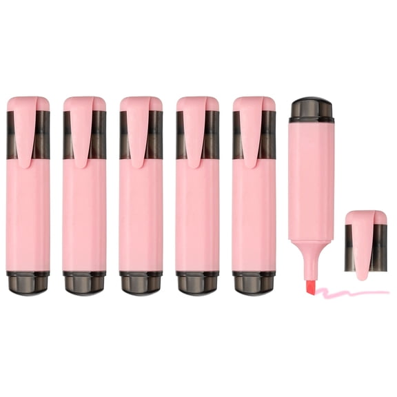 Uxcell Highlighter Pen, 6 Pack Water Based Broad Tip Writing Marker Pens Cute Pastel Colored Highlighter Studying Supplies for Office Home Daily Use, Pink