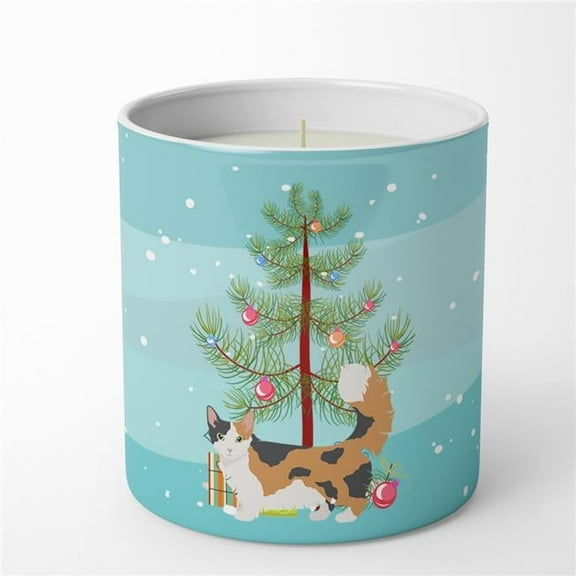 Carolines Treasures CK4717CDL 3.75 x 3.25 in. Unisex Skookum Cat Merry Christmas 10 oz Decorative Soy Candle
