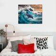 thumbnail image 4 of GOSMITH Wall Decorations For Living Room Canvas Wall Art For Bedroom Blue Waves Of The Sea Wall Pictures Artwork Modern Office Canvas Art Print Dolphins Wall Paintings, 4 of 4