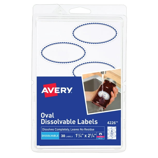 Avery Dissolvable Labels, Preprinted Border, Removable Adhesive, 11/8