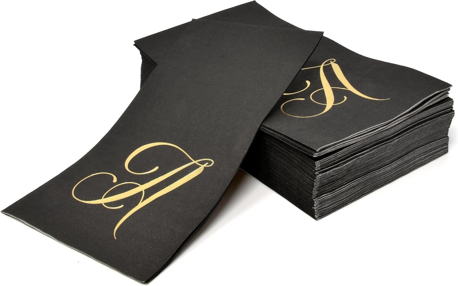 Gift Boutique Gold Monogram Letter A on Black Disposable Paper Napkins