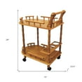 thumbnail image 2 of Oak Finish Rolling Wine Bar Cart, 2 of 8