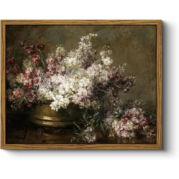 Aaheei Vintage Canvas Wall Art Still Life Flowers Vase Painting, Traditional Lilac Bouquet Canvas Print Wall Decor, Floral Painting Canvas Prints For Bedroom Bathroom Kitchen