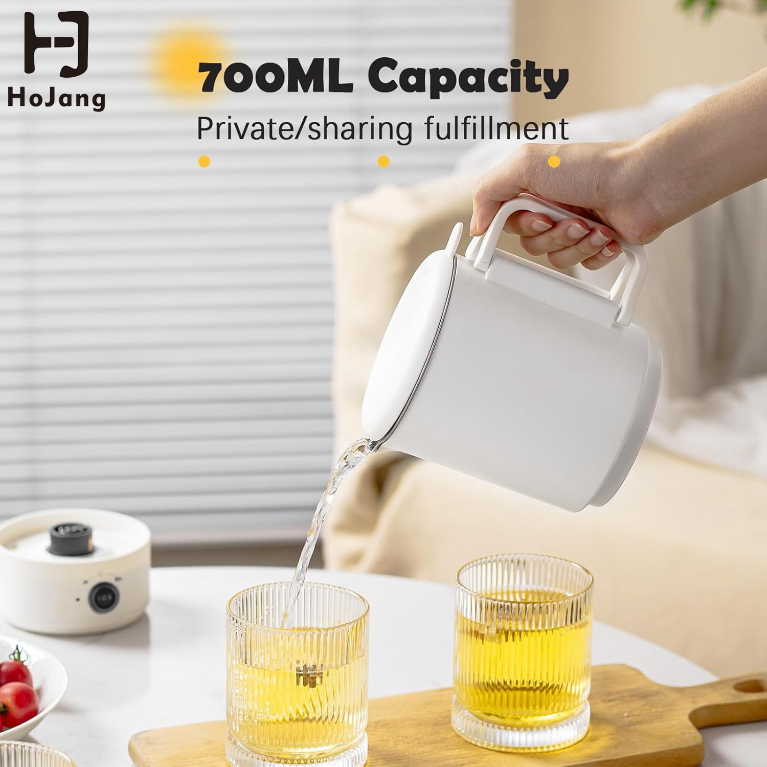 316 Stainless Steel Electric Kettle & Mini Cooking Pot – 700ml Portable Travel Kettle with 2 Power Modes (300W/600W), Detachable Base & Foldable Handle for Hotel/Office Use