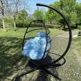 thumbnail image 3 of SEGMART Outdoor Egg Chair, Swing Hanging Egg Chair with Stand, Wicker Swing Chair w/ Seat and Back Cushion, All-Weather UV Rattan Lounge Chair for Patio, Deck, Yard, Garden, 250lbs, Beige, SS1883, 3 of 8