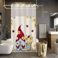 thumbnail image 5 of Flower Gnome No Hooks Shower Curtain with Snap-in Liner White Yellow Flowers Daisy Ladybug Spring Vintage Linen Shower Curtains for Bathroom, Waterproof, Easy Install, Washable 54"x78", 5 of 9