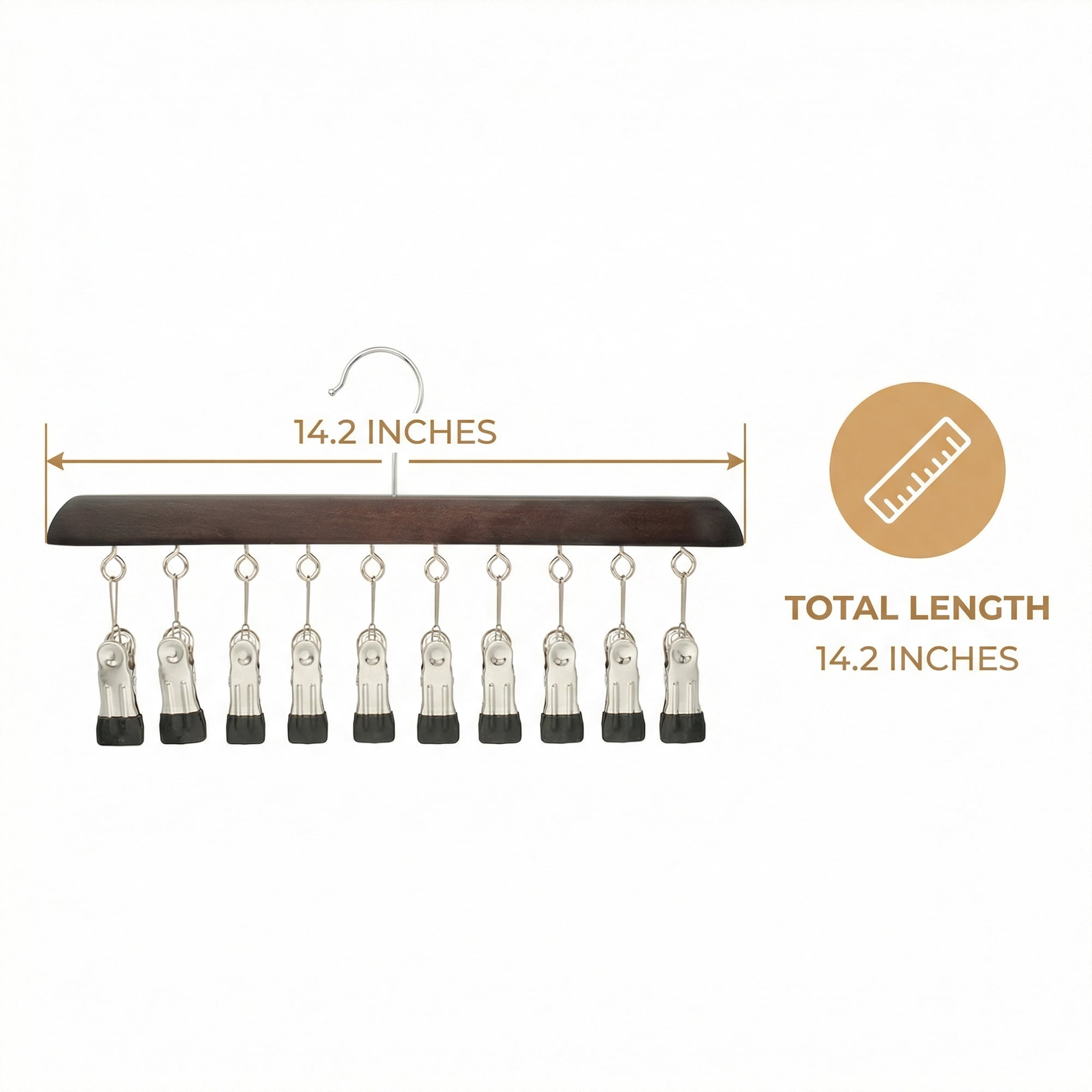 Unique Bargains 2Pcs Wood Minimalist Hangers With 10 Clips Vinatge