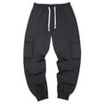 thumbnail image 4 of Aofany Men's Casual Cargo Pants Drawstring Elastic Waist Multi-Pocket Sweat Length Pants Mens Work Trousers, 4 of 9