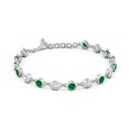 thumbnail image 2 of ANGARA Bezel-Set Round Lab Grown Emerald and Diamond Tennis Bracelet for Women in 14K White Gold (Size-4mm) | May Birthstone, Anniversary, Jewelry Gift for Women | Lab-Grown Emerald Bracelet, 2 of 7