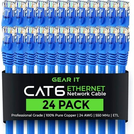 GearIT Cat 6 Ethernet Cable Snagless Patch Computer LAN Network Cord  Blue 2 ft. 24-Pack price history on PriceWatchPro