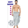 thumbnail image 2 of LA LEELA Men's Holiday Pareo Standard Swimsuits Elegant Vacation Sarong Swimwear Long Swim Beach Wrap One Size Anchor, White Summer Vacation, 2 of 5