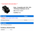 thumbnail image 2 of Relay - Compatible with 1990, 1993 - 1994 Nissan Pathfinder 3.0L V6, 2 of 2