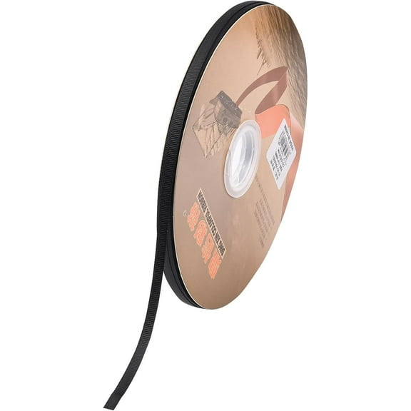 1 Roll Grosgrain Ribbon Black 1/4 inch(6mm) 100yards/roll(91.44m/roll)