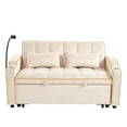 thumbnail image 6 of Beige Upholstered Futon Couch Bed with USB Charging & Adjustable Backrest, 6 of 10