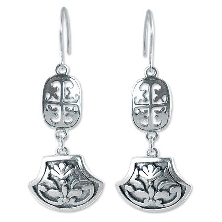 NOVICA Sterling silver flower earrings, 'Mexican Vintage'