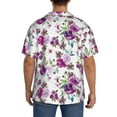 thumbnail image 5 of Haiem Violets Flowers Men's Casual Shirts Short Sleeve Button Down Shirts Fashion Textured Summer Beach Shirt-Large, 5 of 7