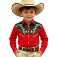 thumbnail image 3 of Toddler Tshirt Long Sleeve Western Print Shirt Casual Cowboy Button Up Top Girls Tops Red 10-11 Years, 3 of 5