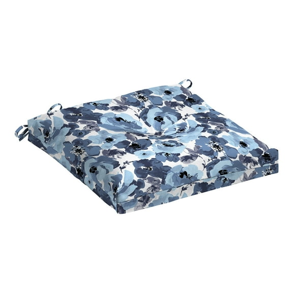 ARDEN Outdoor Plush Modern Tufted Seat Cushion, 20 x 20, Water repellent, Fade Resistant, Tufted Seat Cushion for Dining and Rocking Chairs, Blue Garden Floral