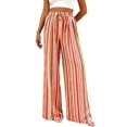 thumbnail image 2 of Womens Pants Elastic Waist Light-Weight Palazzo Pants for Women Casual Lounge Wide Leg Pants Woman Colorful - Orange XL, 2 of 9