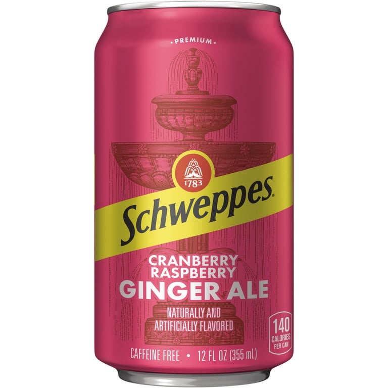 Schweppes Caffeine Free Cranberry Raspberry Ginger Ale Soda Pop