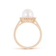 thumbnail image 2 of ANGARA Japanese Akoya Cultured Pearl Ring with Floral Halo in 14K Rose Gold for Women | June Birthstone, Birthday, Anniversary, Jewelry Gift for Women | Pearl Ring, 2 of 9