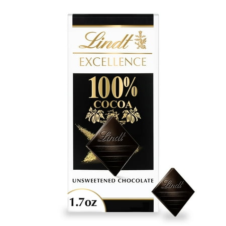 Lindt Excellence, Dark Chocolate, 100% Cocoa, Candy Bar, 1.7 oz, Bar