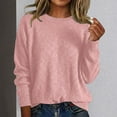 thumbnail image 2 of JIAYUE Women's Sweater Long Sleeve Solid Color Round Neck Pullover Knit Loose Fit Daily Wear Sequins Casual Trendy Female Tops, 2 of 4