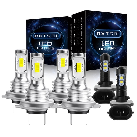 RXTSQI LED Headlight High Low Fog Light Bulbs Kit for Hyundai Veloster w/o projector-type 2012-2017 6000K