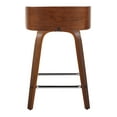 thumbnail image 5 of Maya 24" Counter Stools Set of 2: Mid-Century Modern Wood Stool with Swivel, Charcoal Fabric, Walnut Finish, Chrome Footrest, for Kitchen Island, 5 of 6