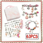 Dicasser DIY Jewelry Making Kit for Girls, Charm Bracelet Making Set, Arts Craft Sets Best Party /Birthday Gift for Kids(63PCS)