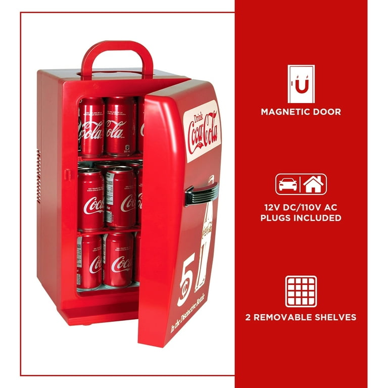 Coca-Cola 18 Can Retro Mini Fridge 12V DC 110V AC Cooler 22L (23