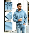 thumbnail image 3 of Yyuenw Hoodies for Men Fleece Lined Warm Pullover Long Sleeve Sweatshirts Casual Drawstring Hooded Solid Soft Comfy Fall Winter Sweatshirts Mint Green 3XL, 3 of 7
