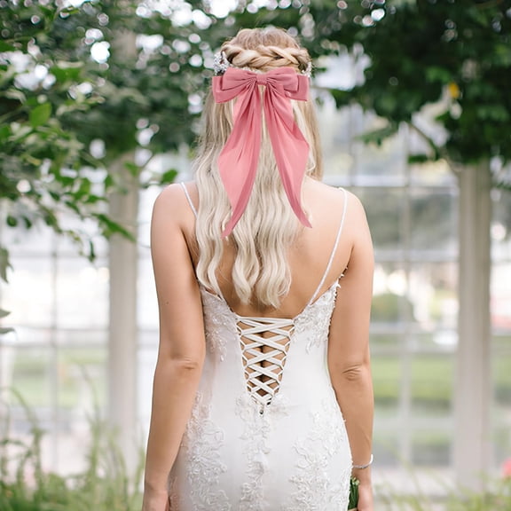 HOOWIFFY 2 Pcs Bow Barrettes Hair Accessories for Women, Stylish Cloth Hair Bows for Parties and Everyday Wear