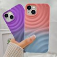 thumbnail image 3 of Compatible with iPhone 13 Phone Case Girls Cute Gradient Bicolor Crimp Wave Pattern Soft Silicone Shockproof Camera Protective Back Cover Slim Phone Case for Women - Pink Blue, 3 of 12