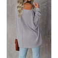 thumbnail image 2 of Suéter De Punto Batwing Manga Larga Un Hombro Color Puro Tops Casuales De Moda para Mujer Gris XL, 2 of 5